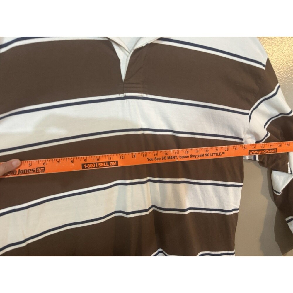 Abercrombie & Fitch Rugby Oversized Polo Shirt Men's XL Stripe Preppy Brown - Picture 5 of 8